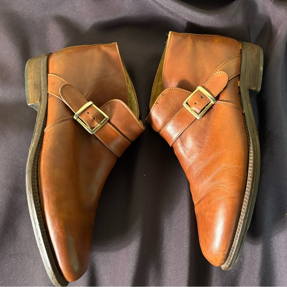 Steeple Gate Monk Strap Ankle Boots—Made in Italy -10.5 D